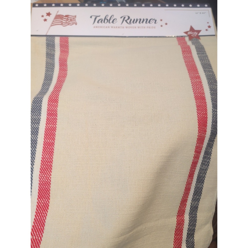 Liberty & Company Patriotic Red & Blue Stripe 16 x 80" Table Runner NEW